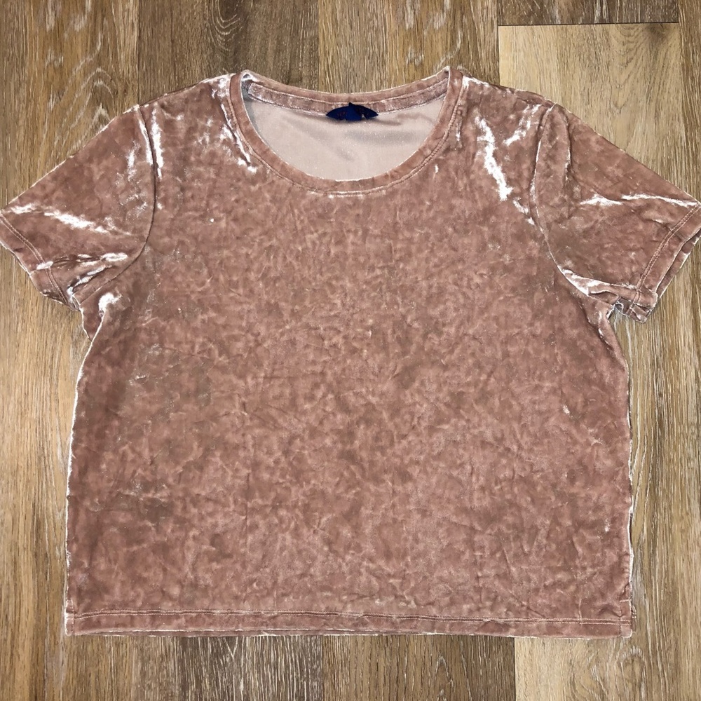 Aeropostale Pink Cropped Velvet Tee